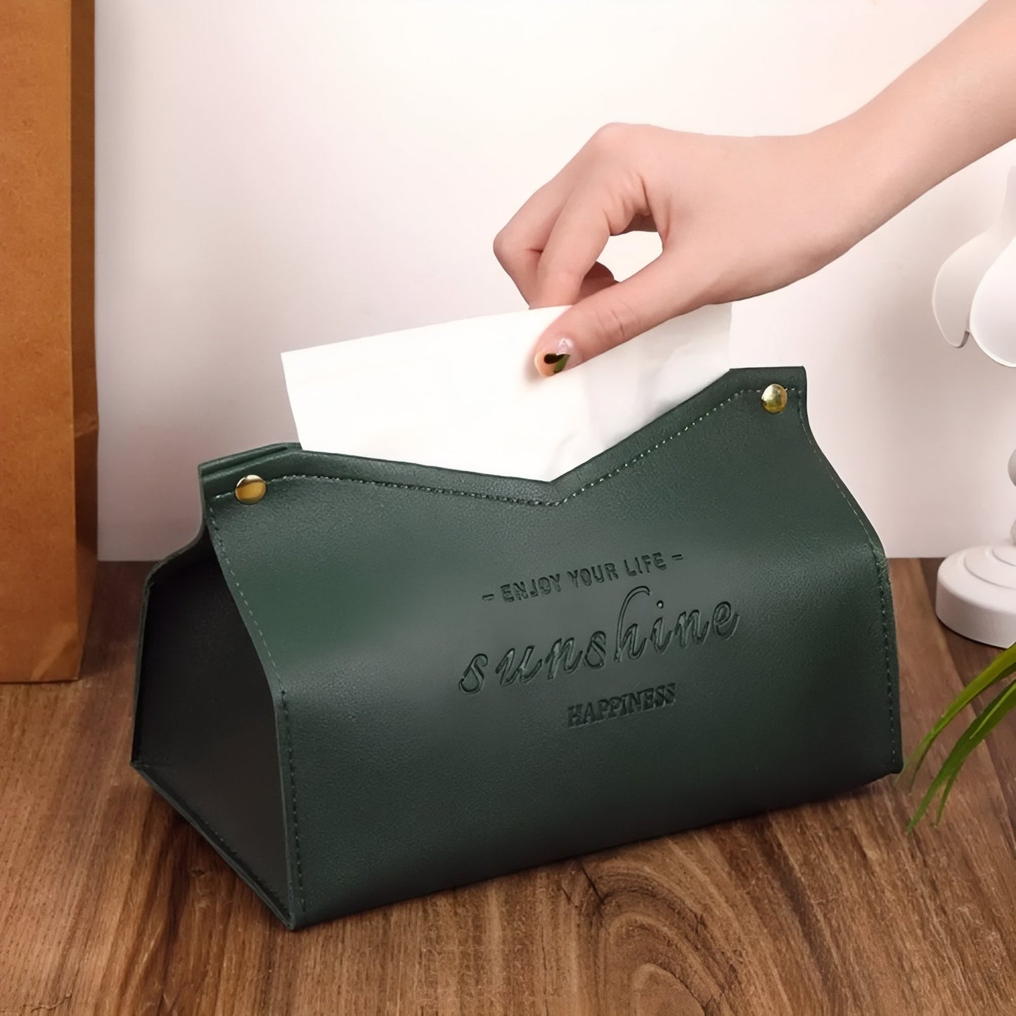 Boîte À Mouchoirs En Similicuir Avec Inscription Gravée