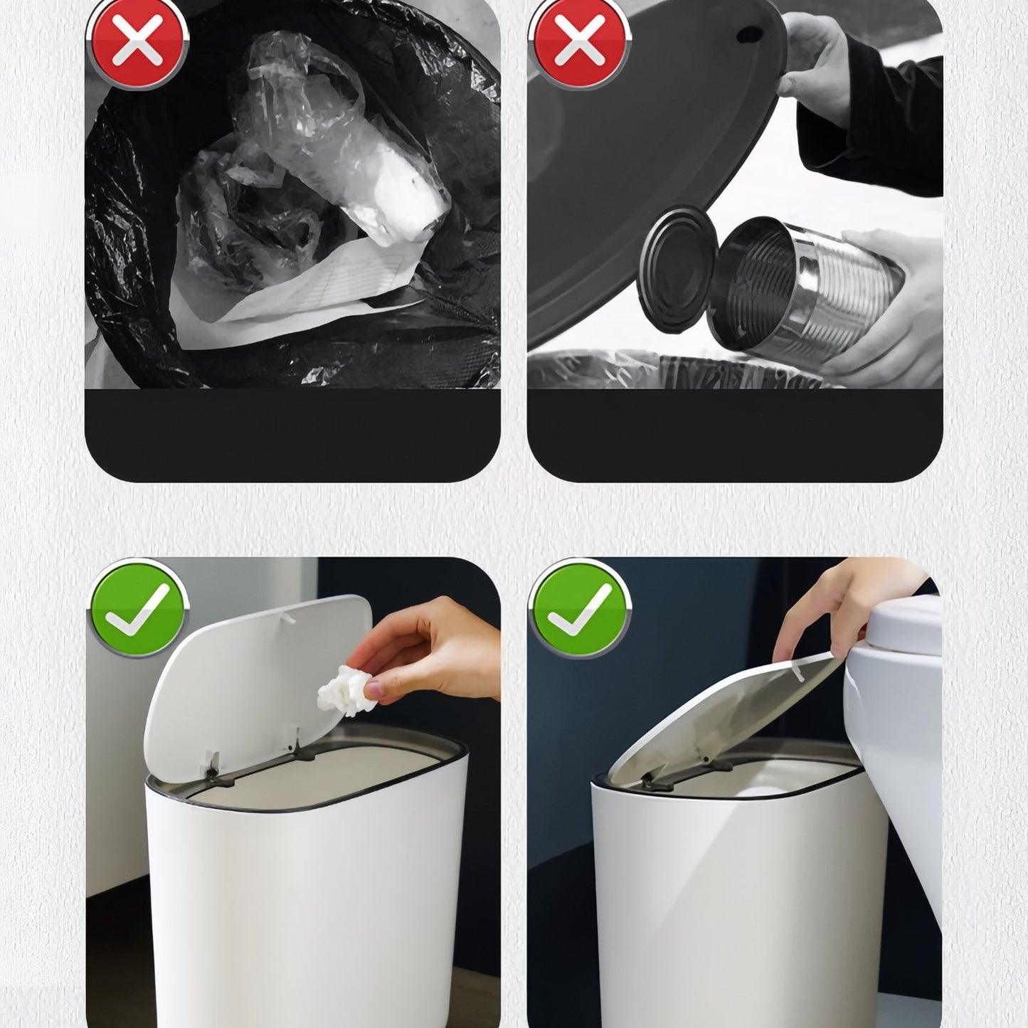 Poubelle Moderne En Plastique Avec Pieds Antidérapants Pour Toilette