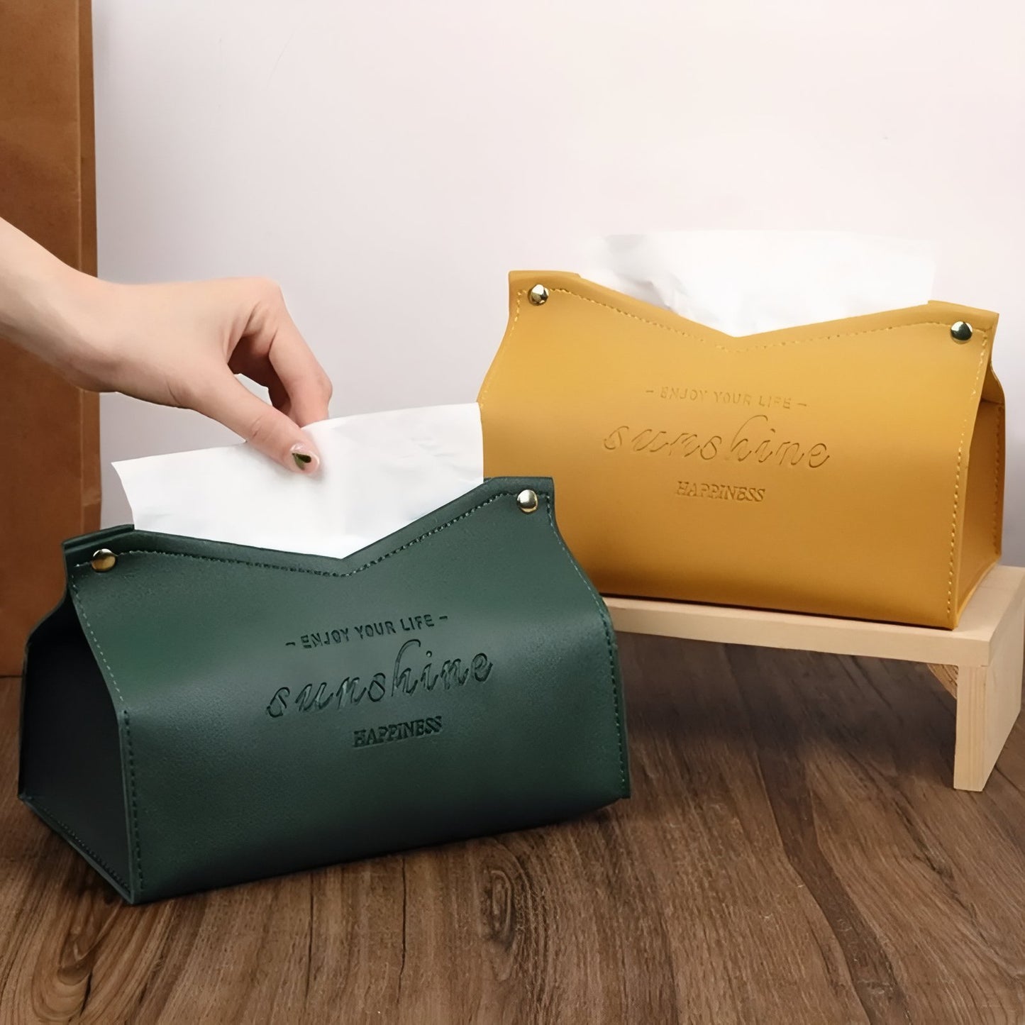 Boîte À Mouchoirs En Similicuir Avec Inscription Gravée
