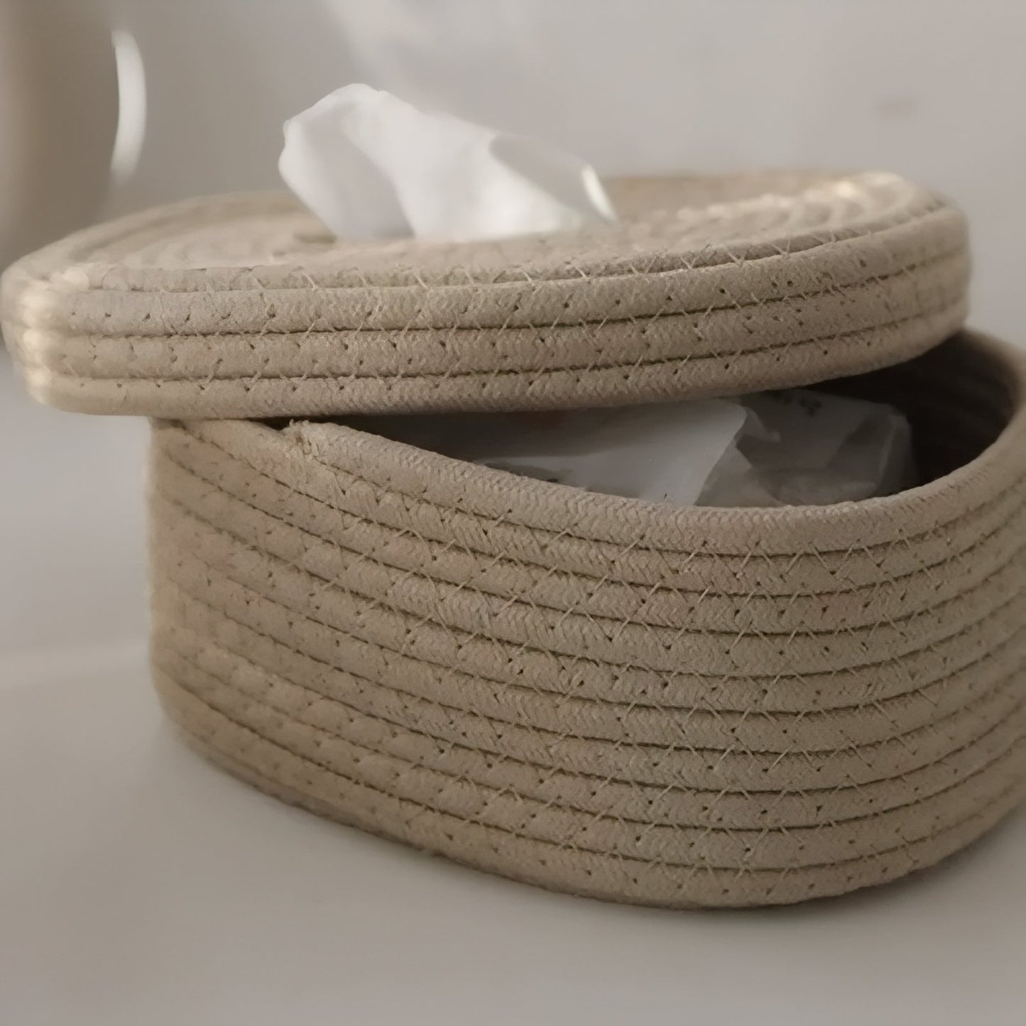 Boîte À Mouchoirs Ovale En Corde Tressée
