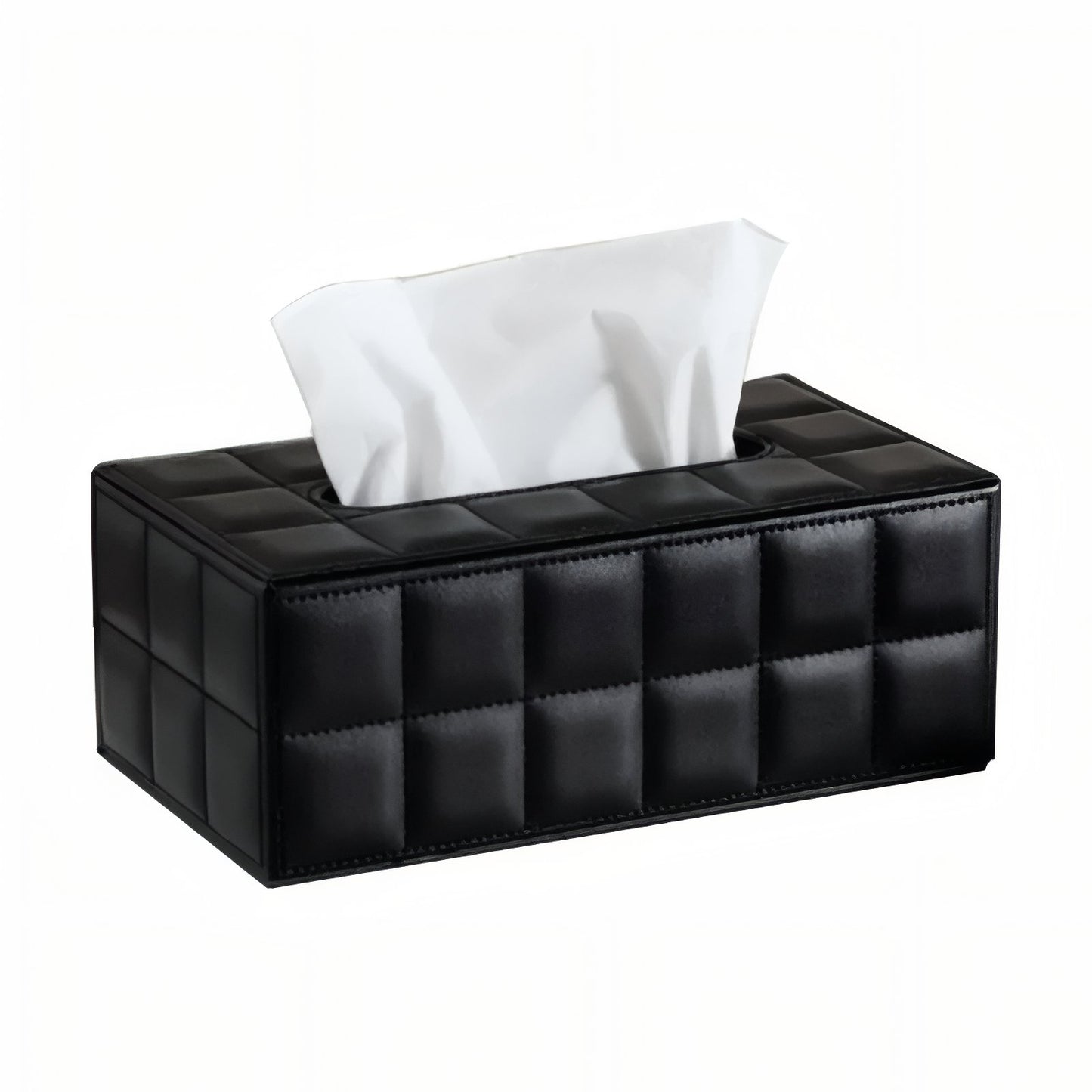Boîte À Mouchoirs En Similicuir Noir Matelassé