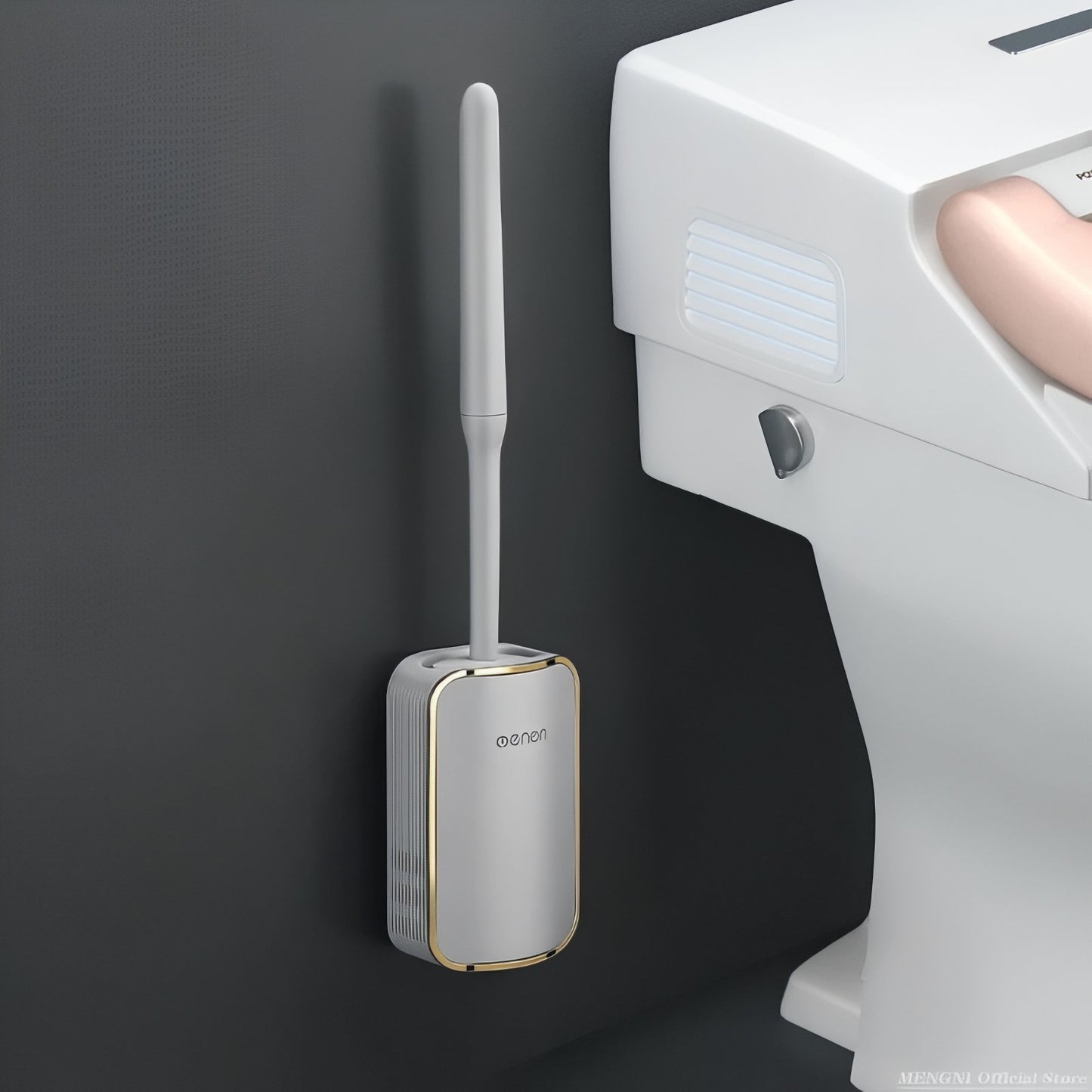 Brosse De Toilette Murale En Plastique Élégante Avec Finitions Métalliques