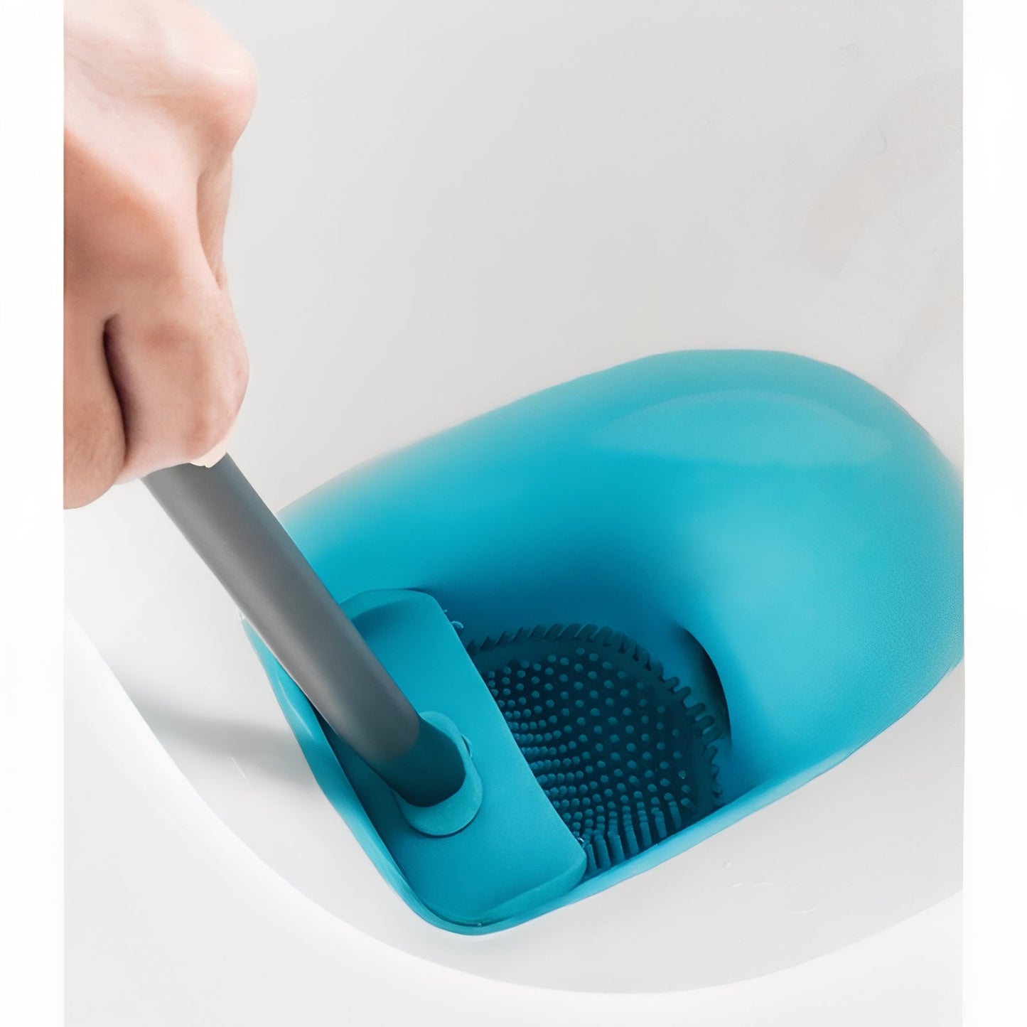 Brosse De Toilette Grise En Silicone Avec Support Minimaliste