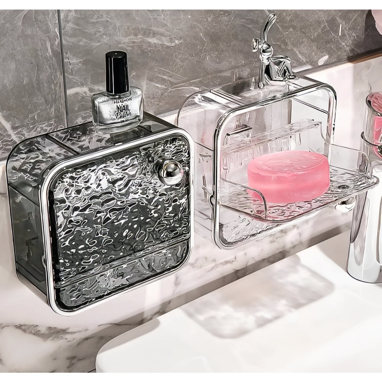 Boîte Porte-Savon Murale Avec Design Glacier Transparent