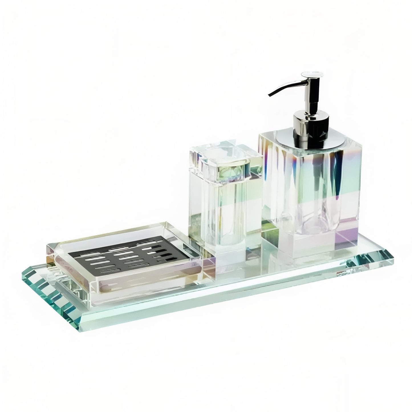 Accessoires De Salle De Bain Luxe En Cristal Noir Et Reflets Brillants