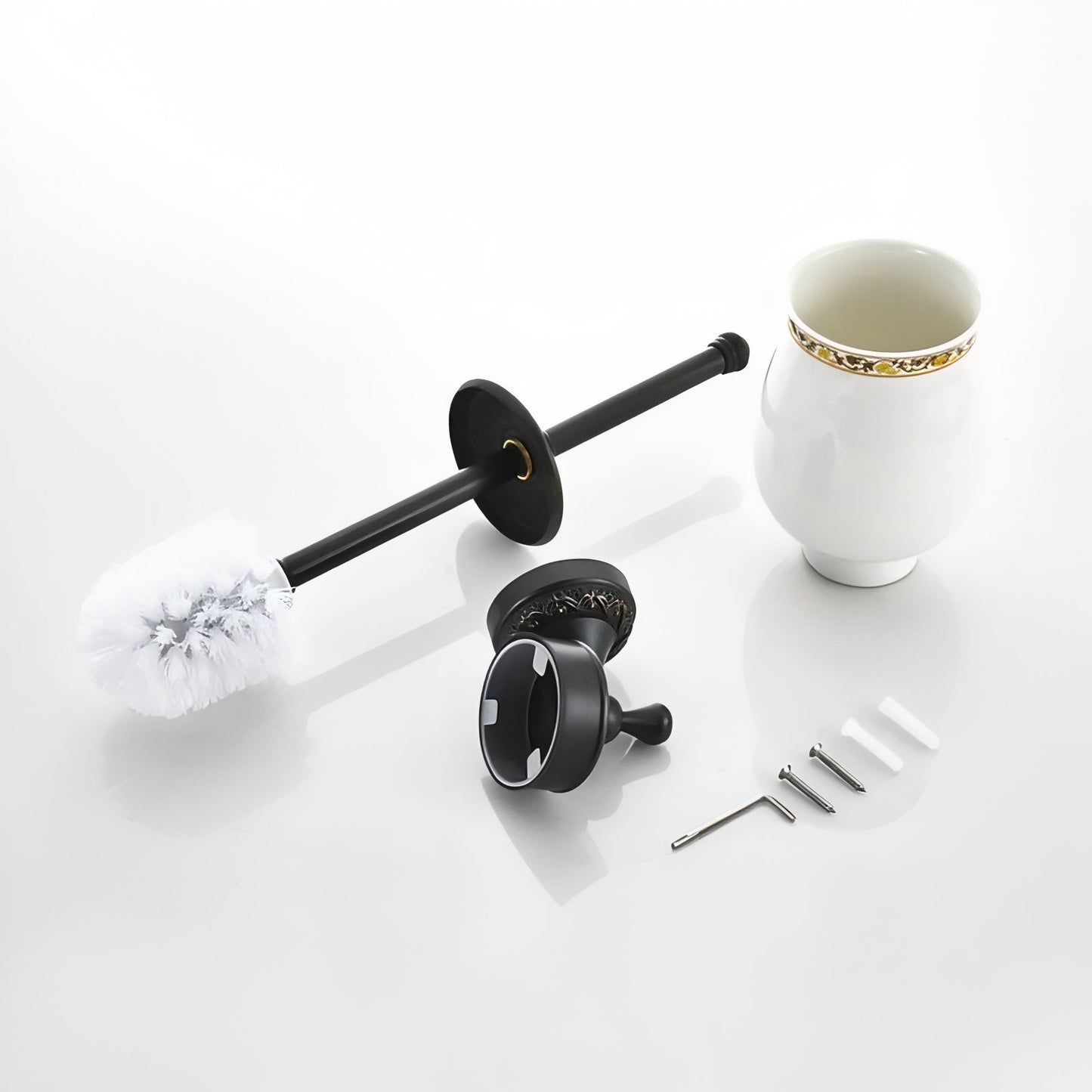 Brosse De Toilette Murale En Céramique Et Métal
