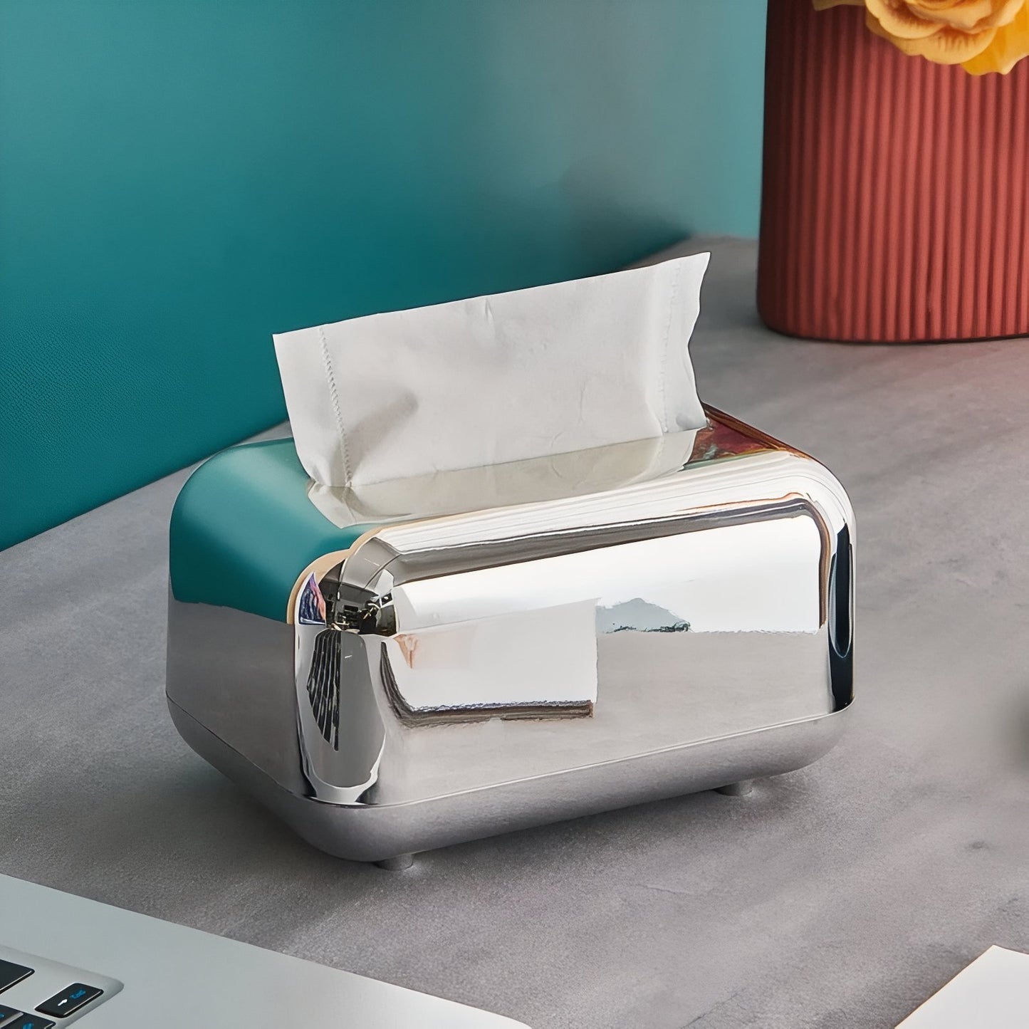 Boîte À Mouchoirs Design Luxe Doré En Métal Brillant