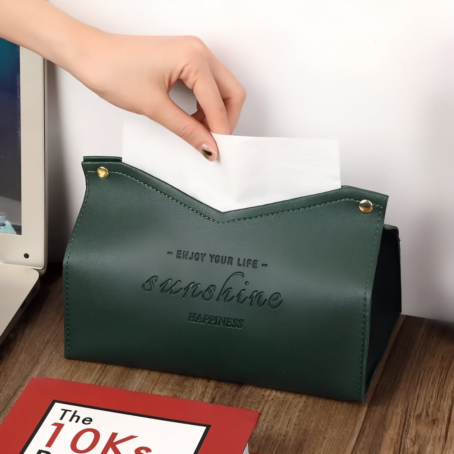 Boîte À Mouchoirs En Similicuir Avec Inscription Gravée
