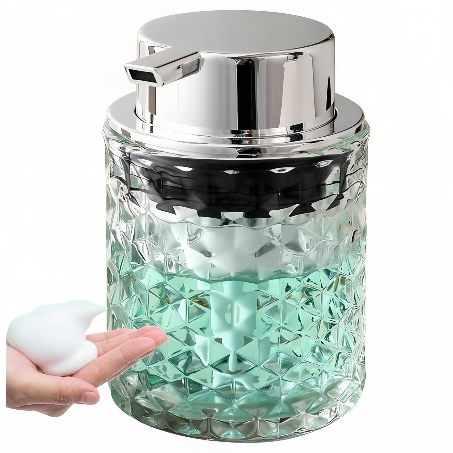 Distributeur De Savon Mousse En Verre Avec Pompe Chromée Design Élégant
