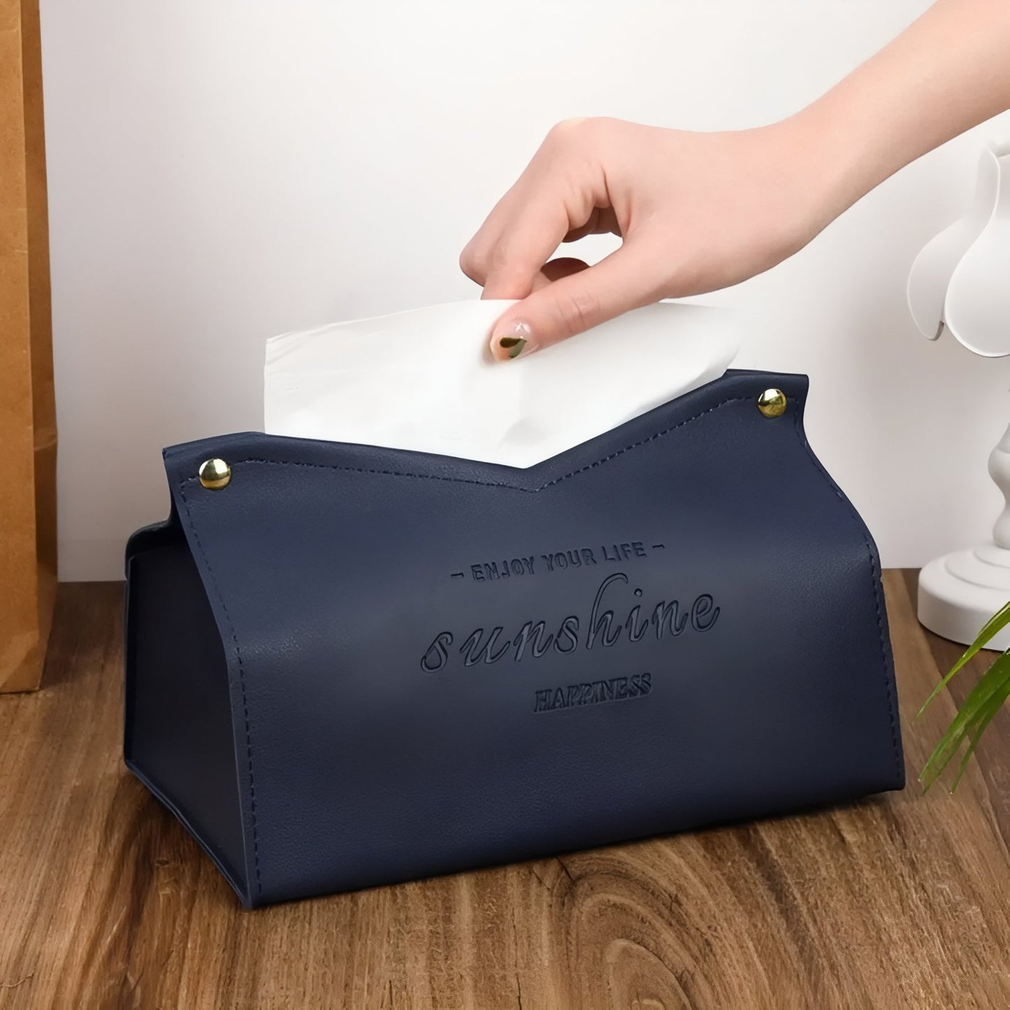 Boîte À Mouchoirs En Similicuir Avec Inscription Gravée