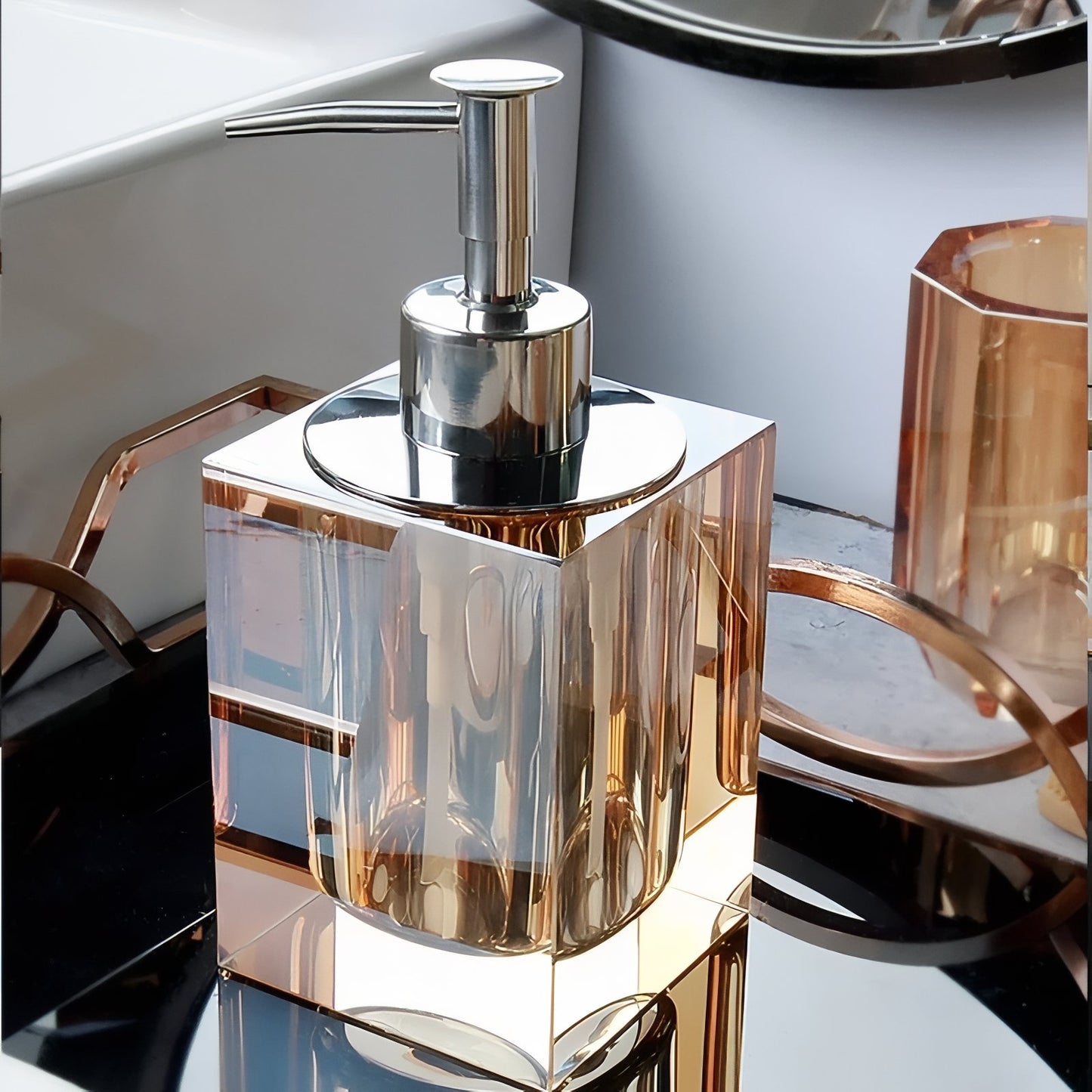 Distributeur De Savon Luxe Rond Transparent