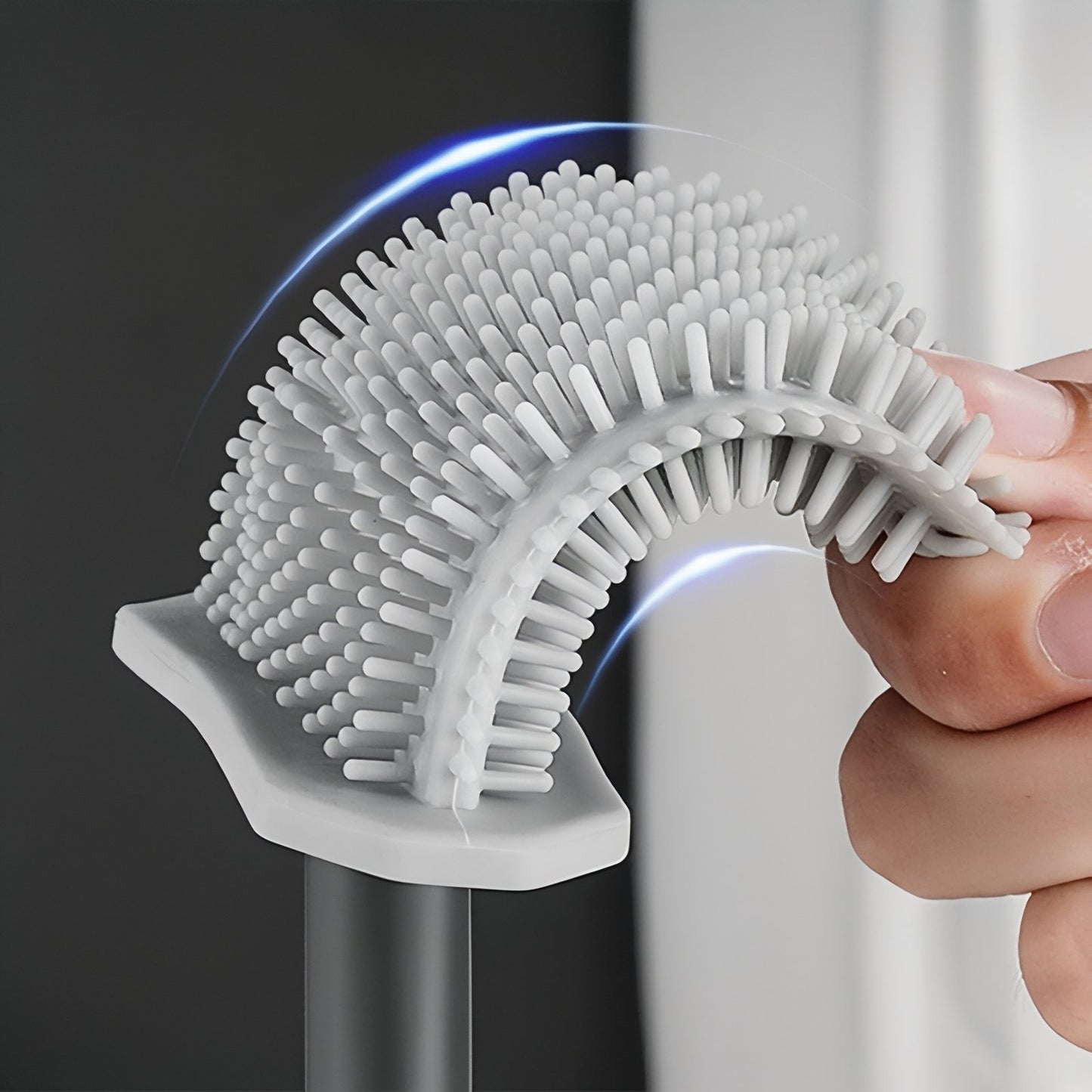 Brosse De Toilette Grise En Silicone Avec Support Minimaliste