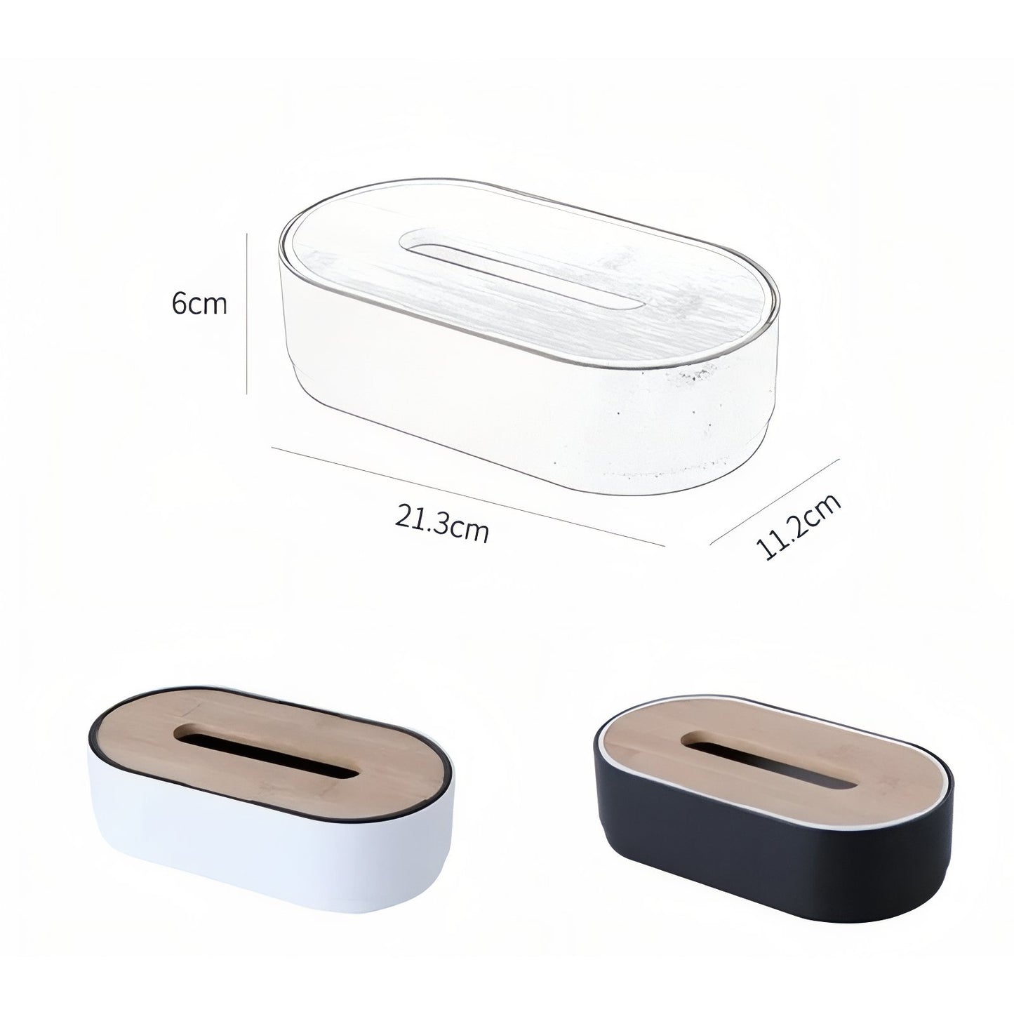 Boîte À Mouchoirs Design Minimaliste Blanc Et Noir Avec Couvercle En Bois