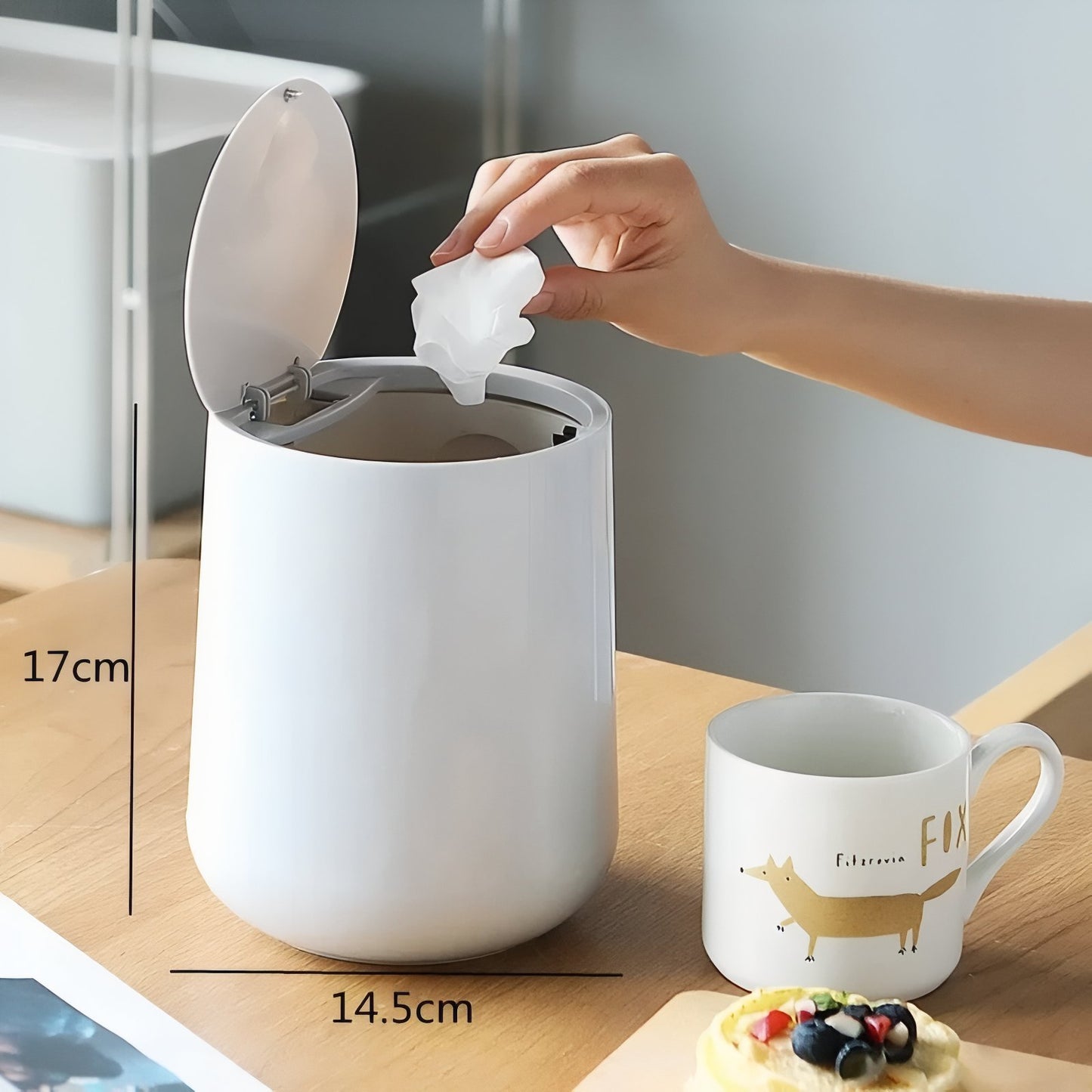 Poubelle Blanche À Couvercle Rabattable Pour Toilette Et Salle De Bain