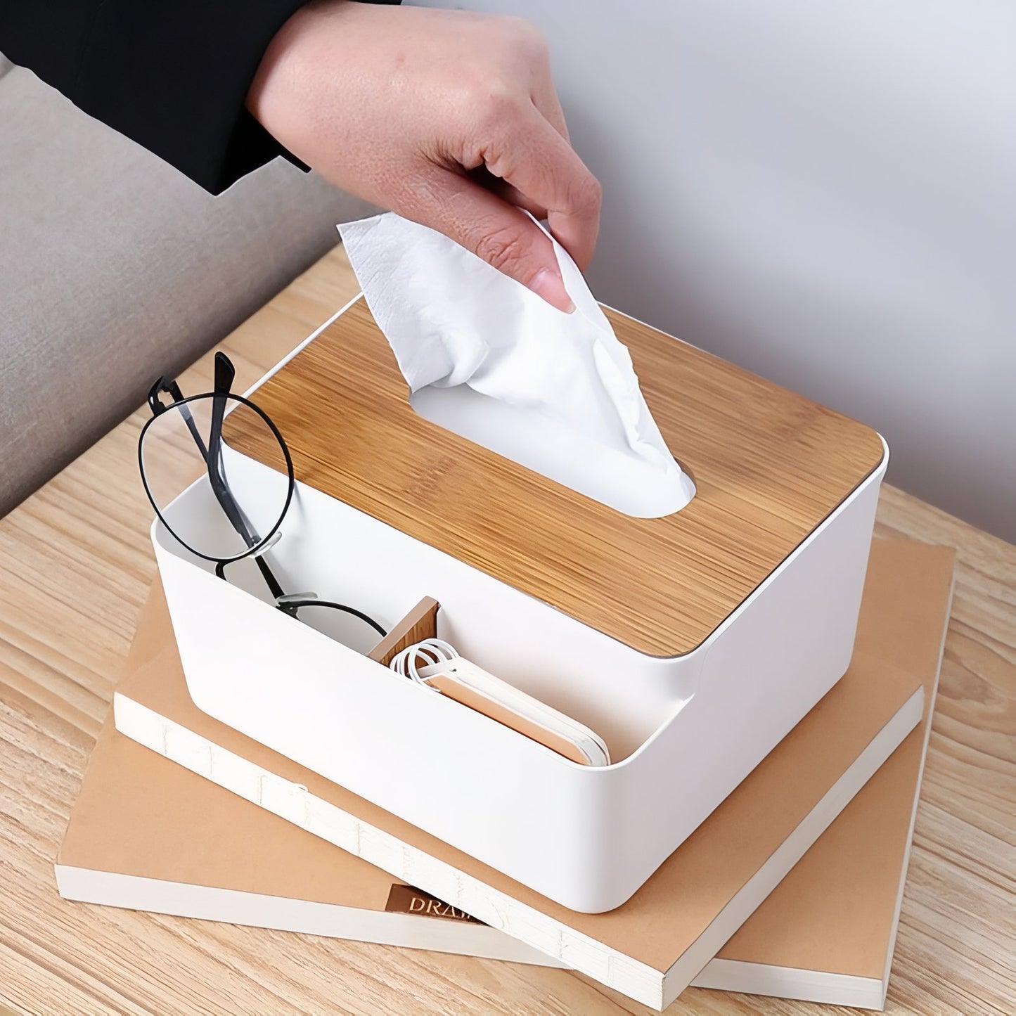 Distributeur De Mouchoirs Design Moderne Avec Couvercle En Bois