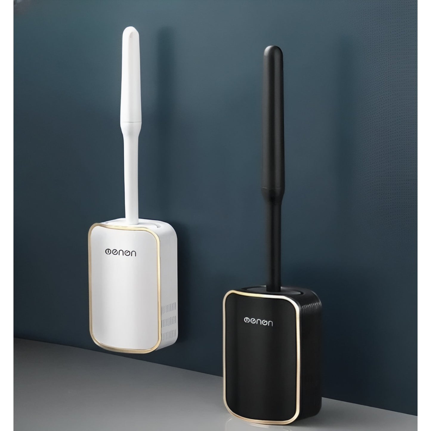 Brosse De Toilette Murale En Plastique Élégante Avec Finitions Métalliques