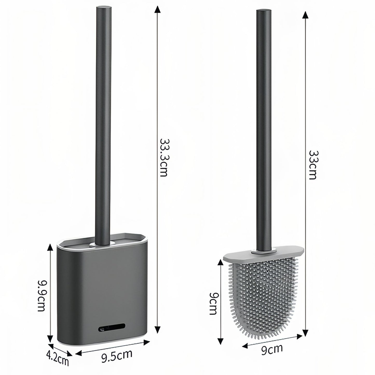 Brosse De Toilette Grise En Silicone Avec Support Minimaliste