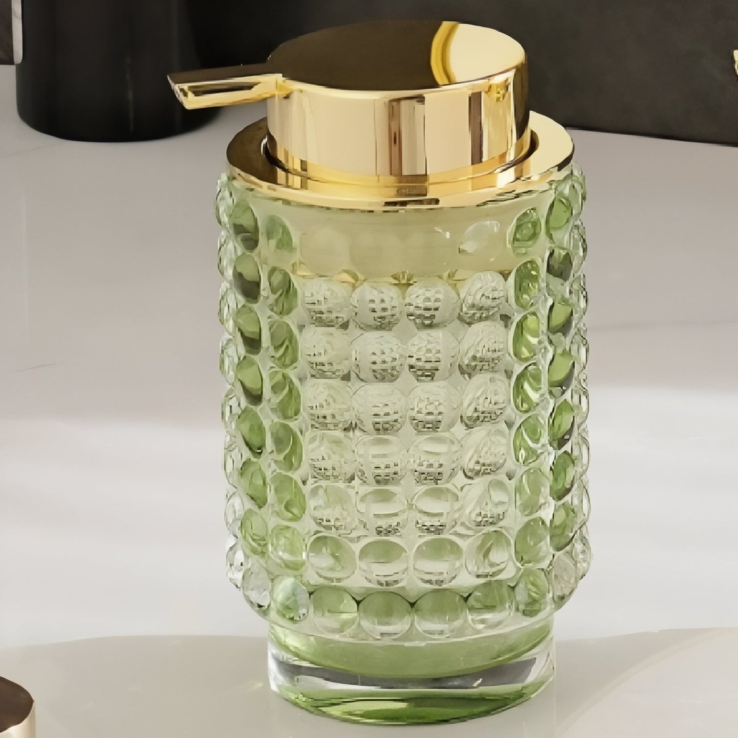 Distributeur De Savon En Verre Couvercle Doré