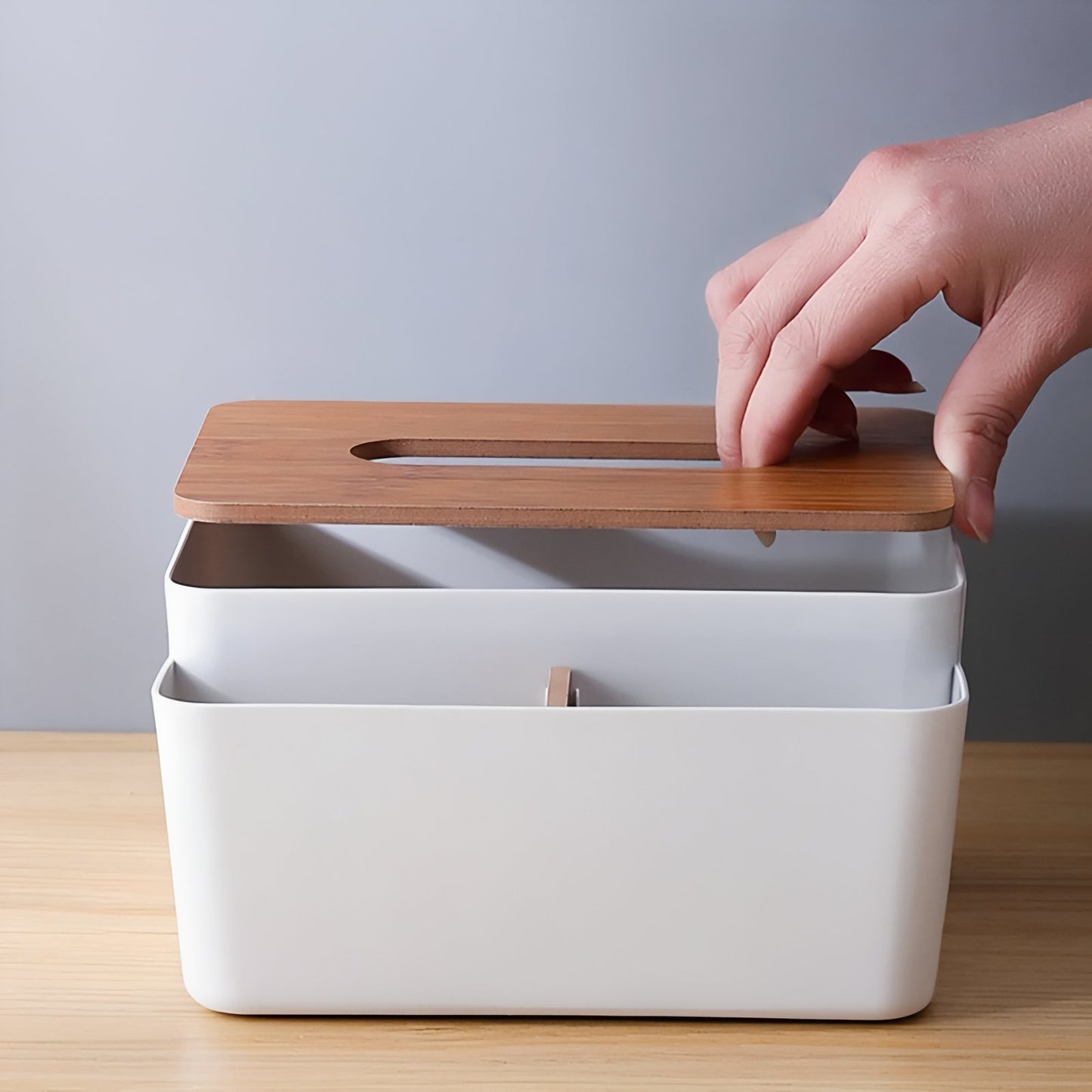 Distributeur De Mouchoirs Design Moderne Avec Couvercle En Bois