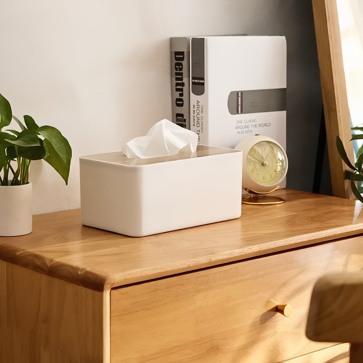 Boîte À Mouchoirs Rectangulaire Moderne Avec Couvercle En Bois
