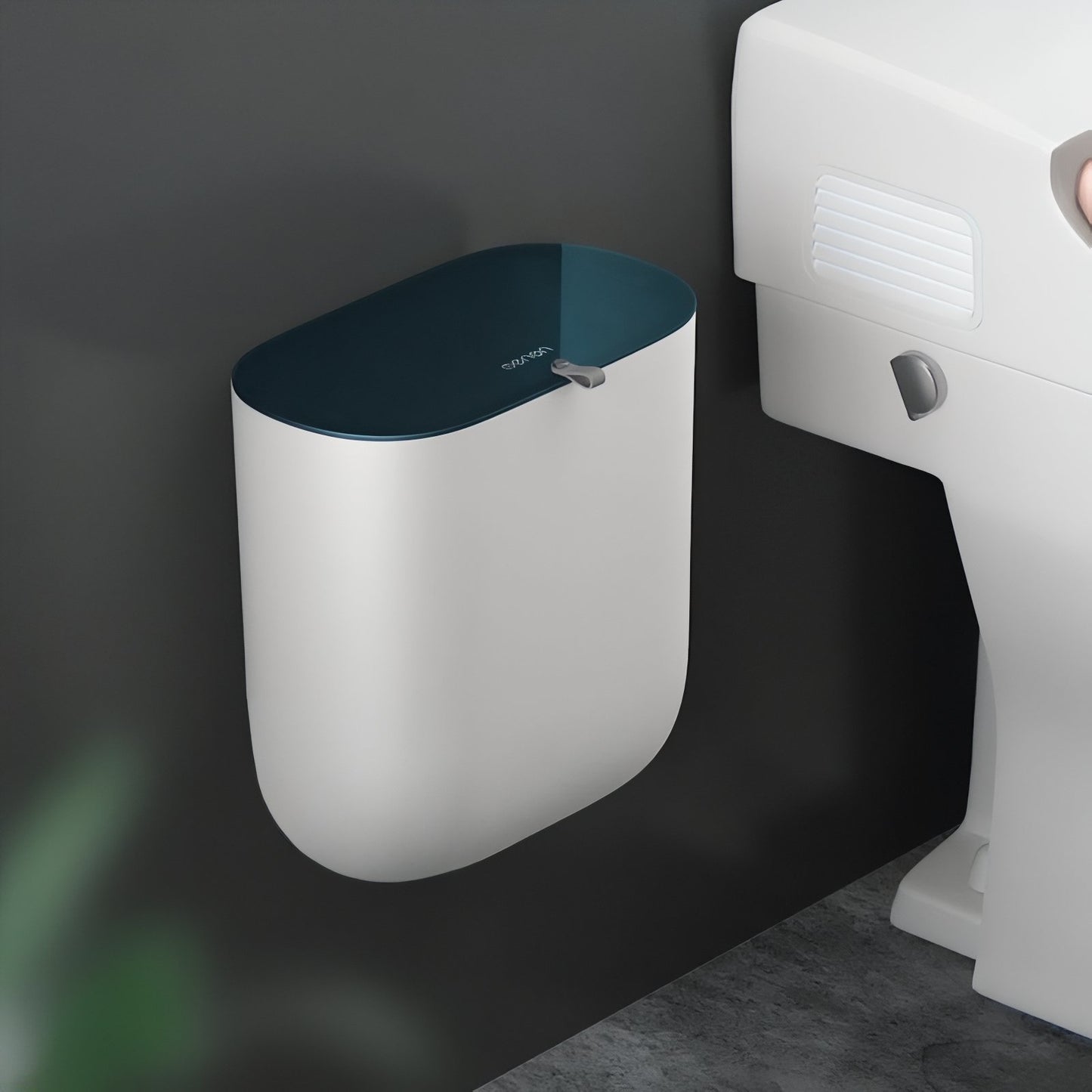 Poubelle Murale Design Avec Couvercle Noir Pour Toilette