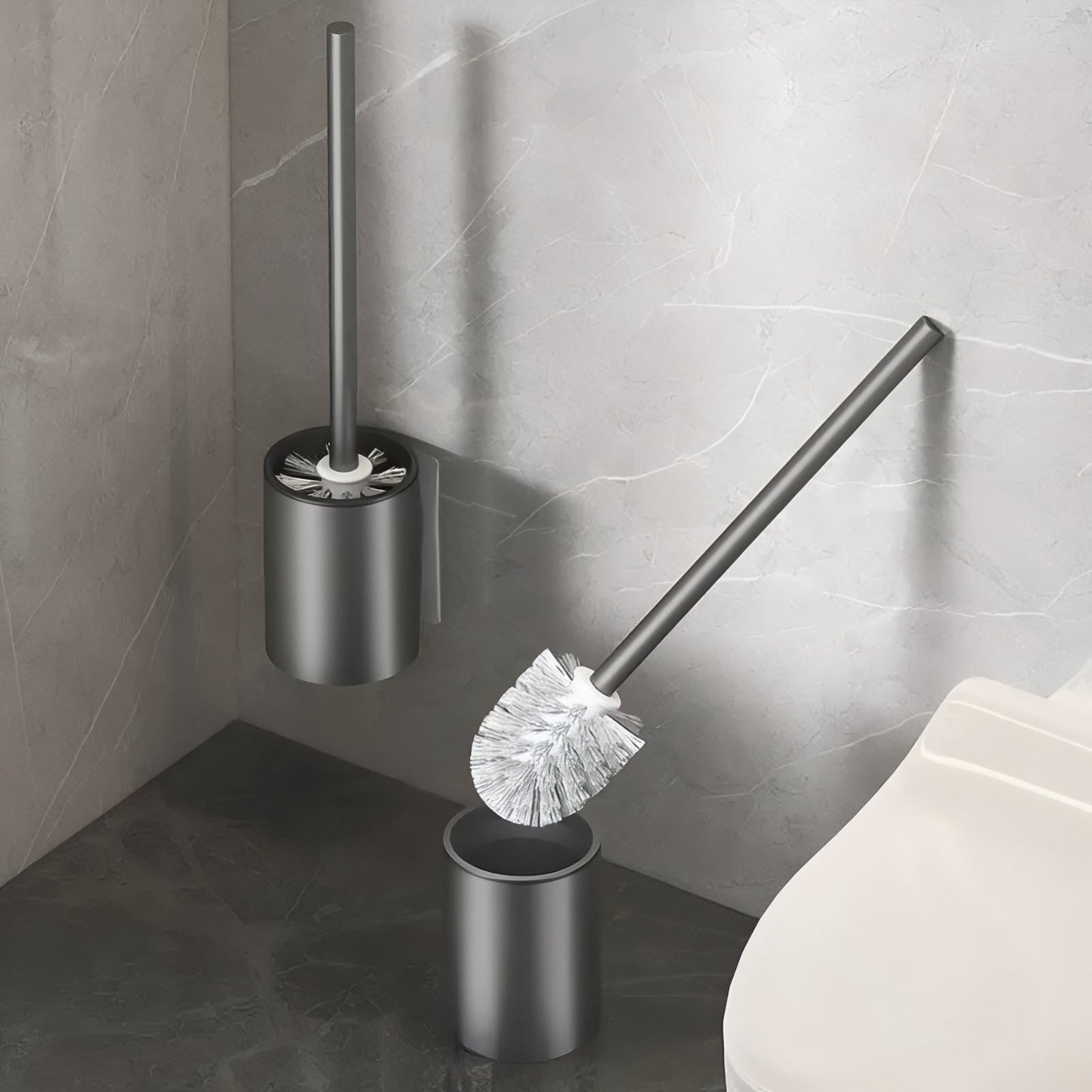 Brosse De Toilette En Acier Avec Support Mural