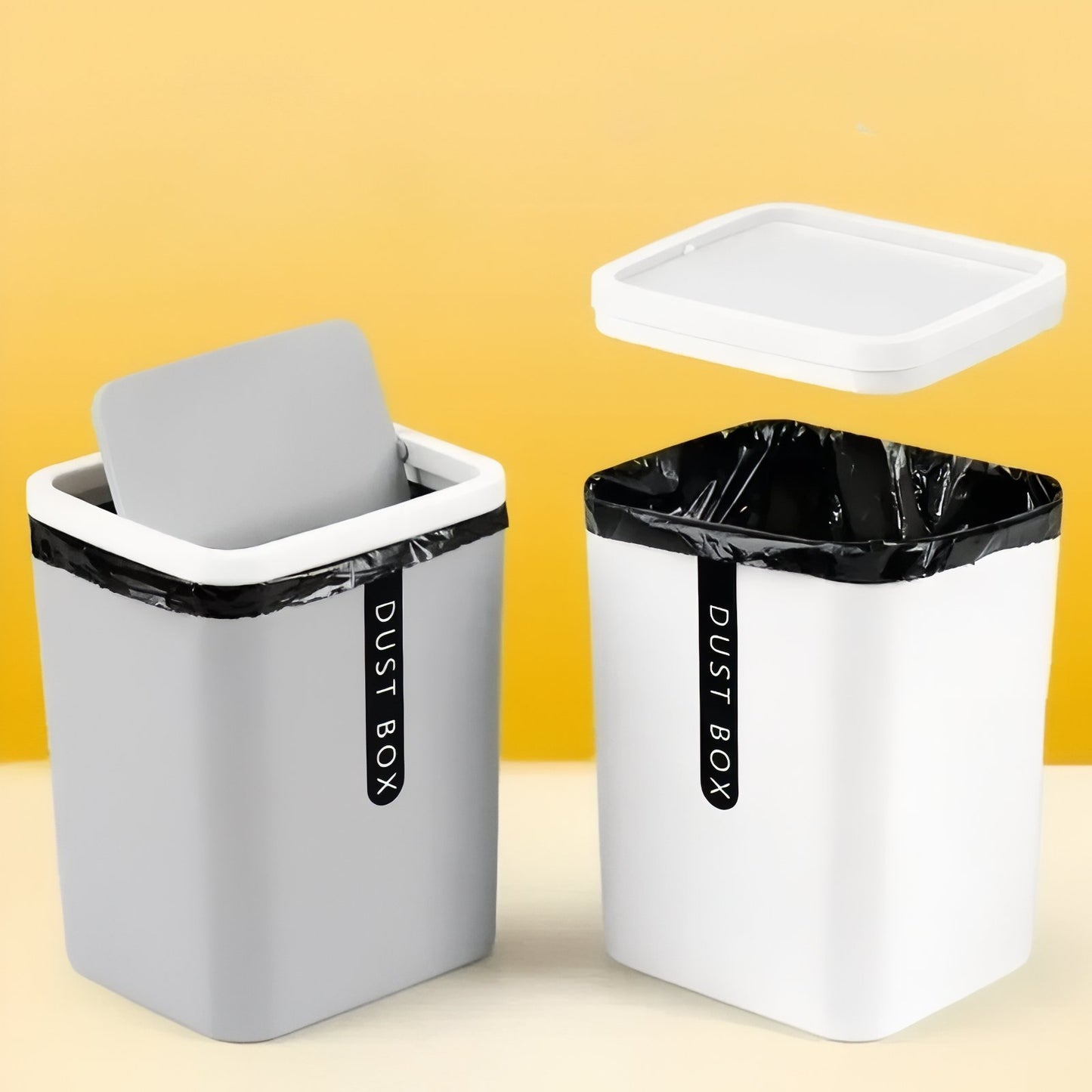 Poubelle Carrée À Couvercle Basculant Pour Salle De Bain Ou Toilette