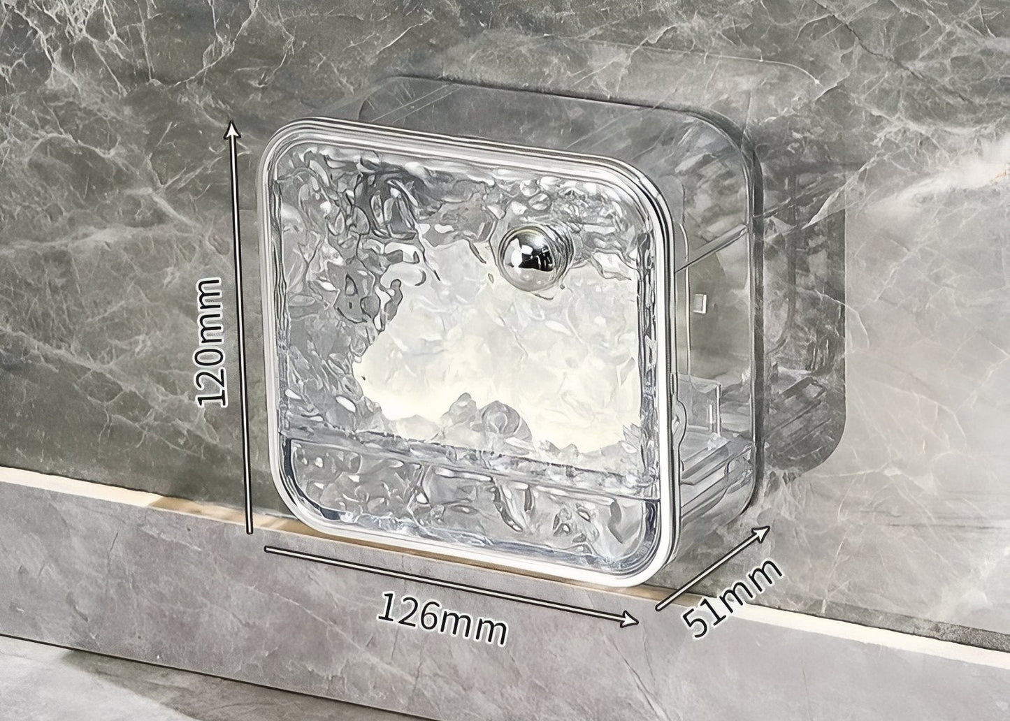 Boîte Porte-Savon Murale Avec Design Glacier Transparent