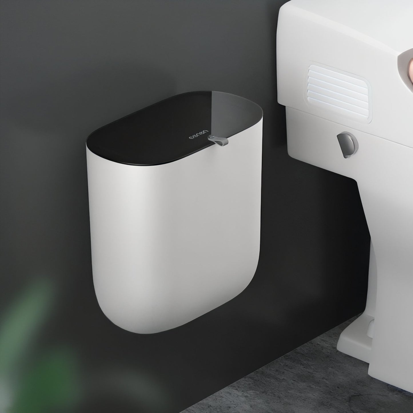Poubelle Murale Design Avec Couvercle Noir Pour Toilette