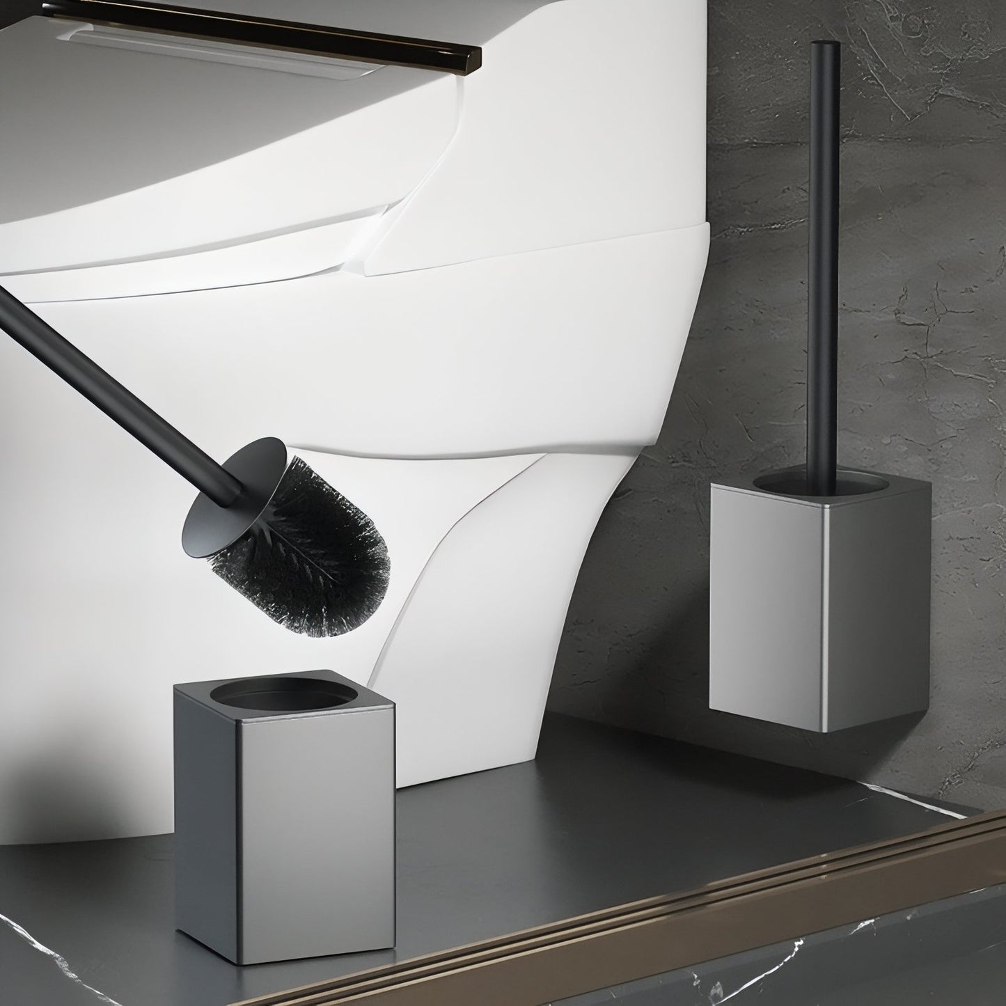 Brosse De Toilette Murale En Acier Inoxydable Carré