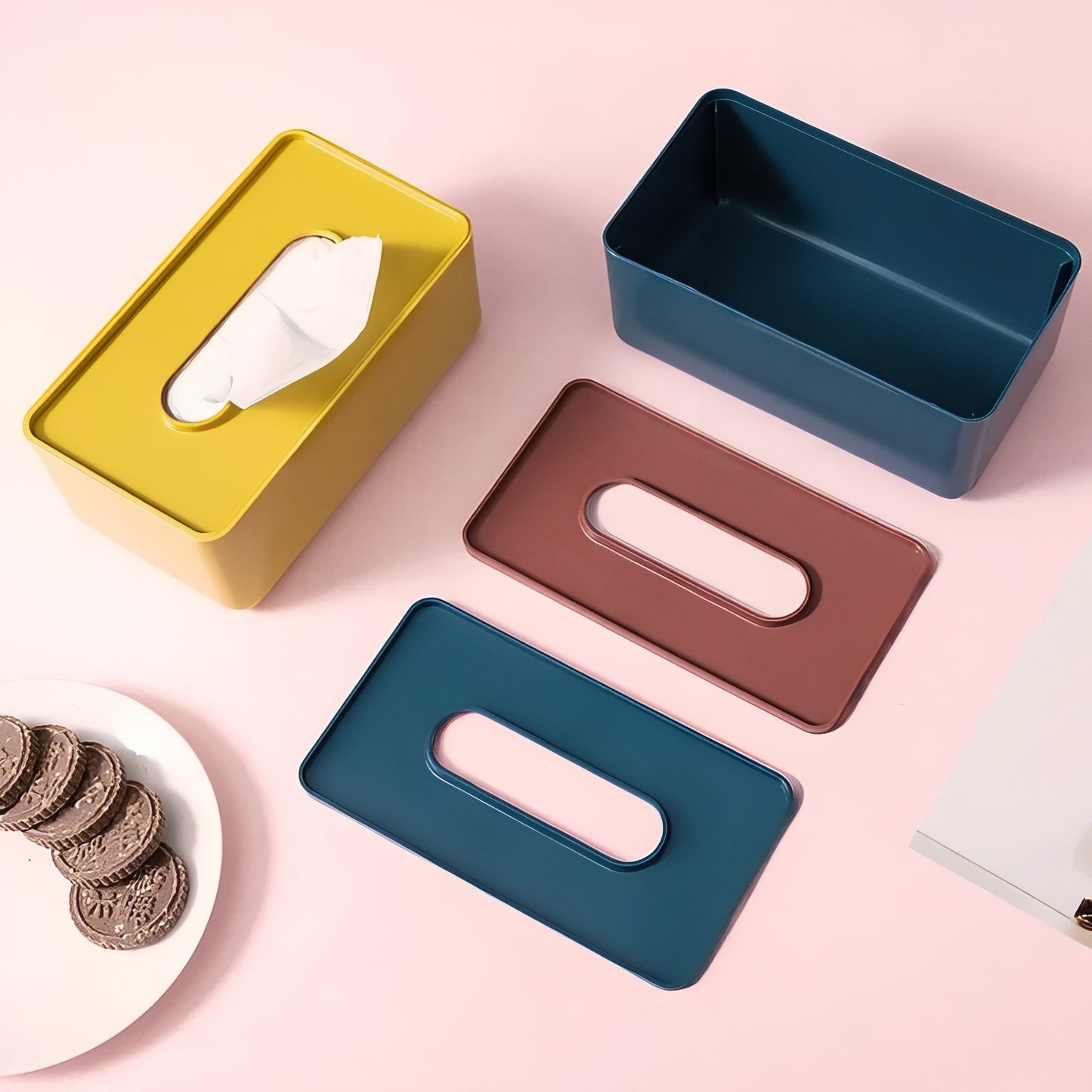 Boîte À Mouchoirs Rectangulaire En Plastique Multicolore