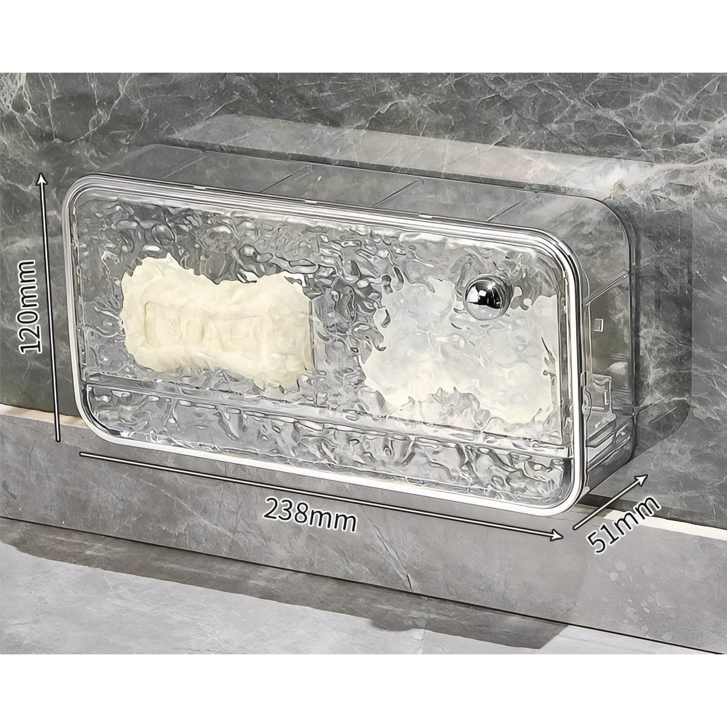 Boîte Porte-Savon Murale Avec Design Glacier Transparent