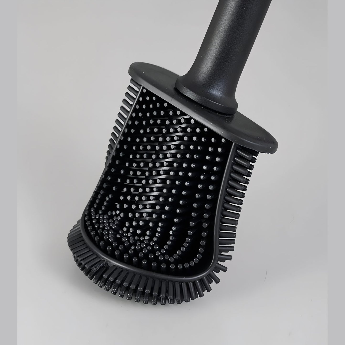 Brosse De Toilette En Silicone Noire Avec Support Compact