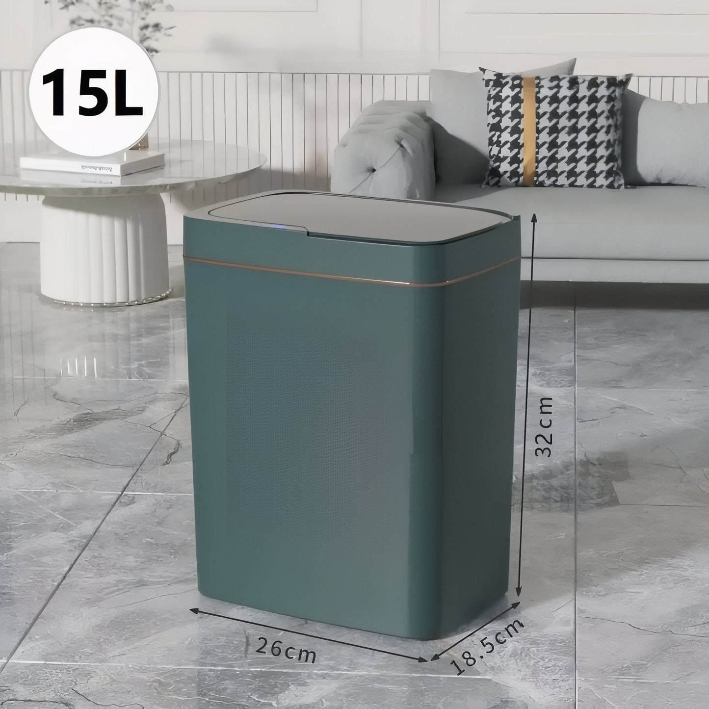 Poubelle Étroite Avec Couvercle Étanche 15 L