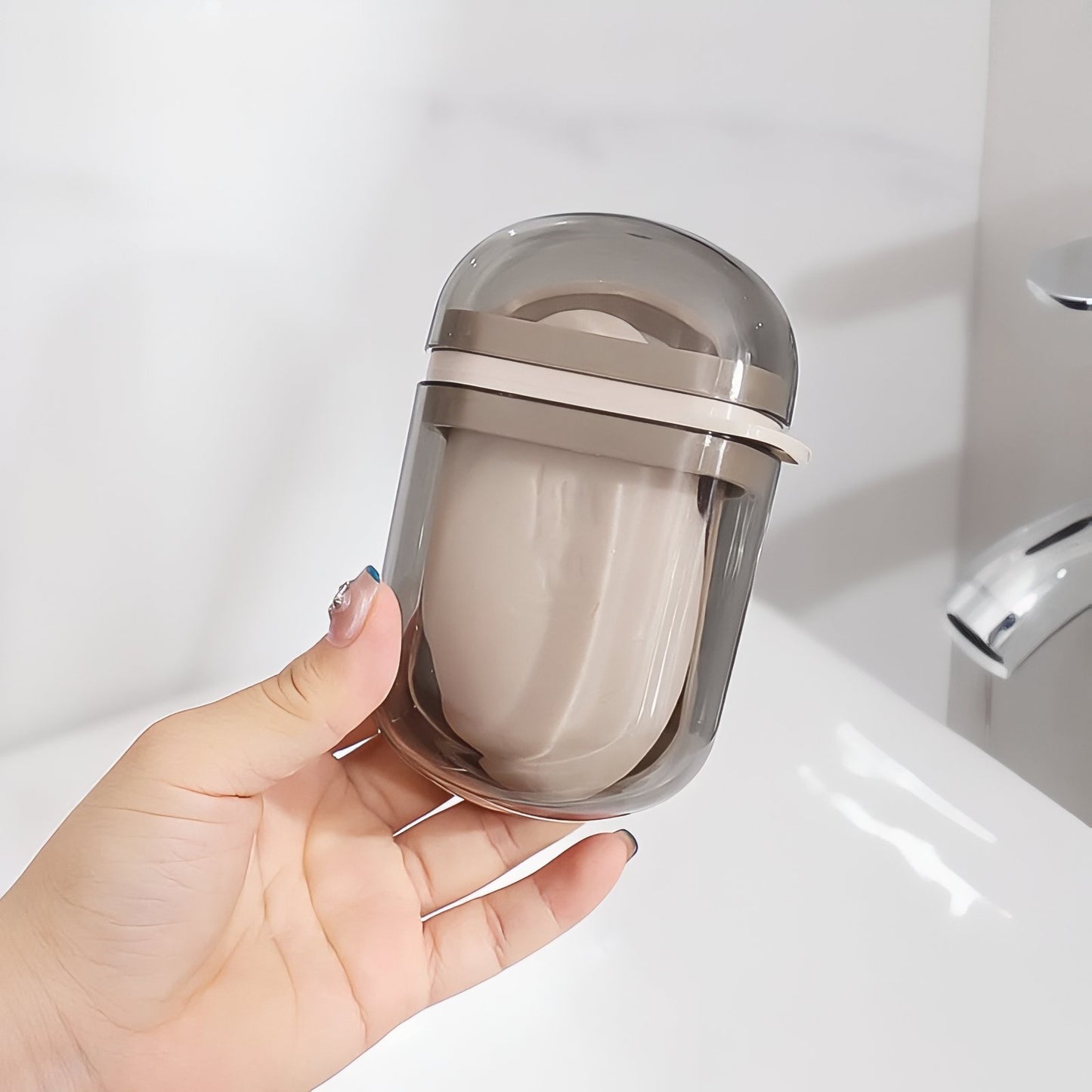 Boîte Porte-Savon Portable En Plastique Transparent