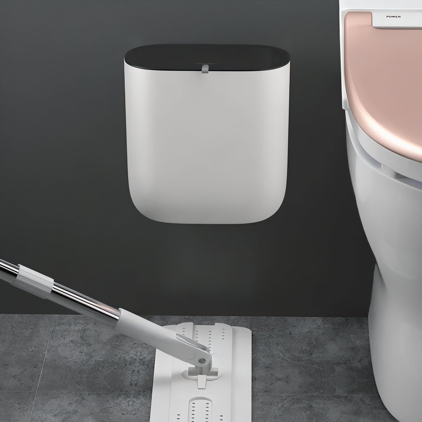 Poubelle Murale Design Avec Couvercle Noir Pour Toilette