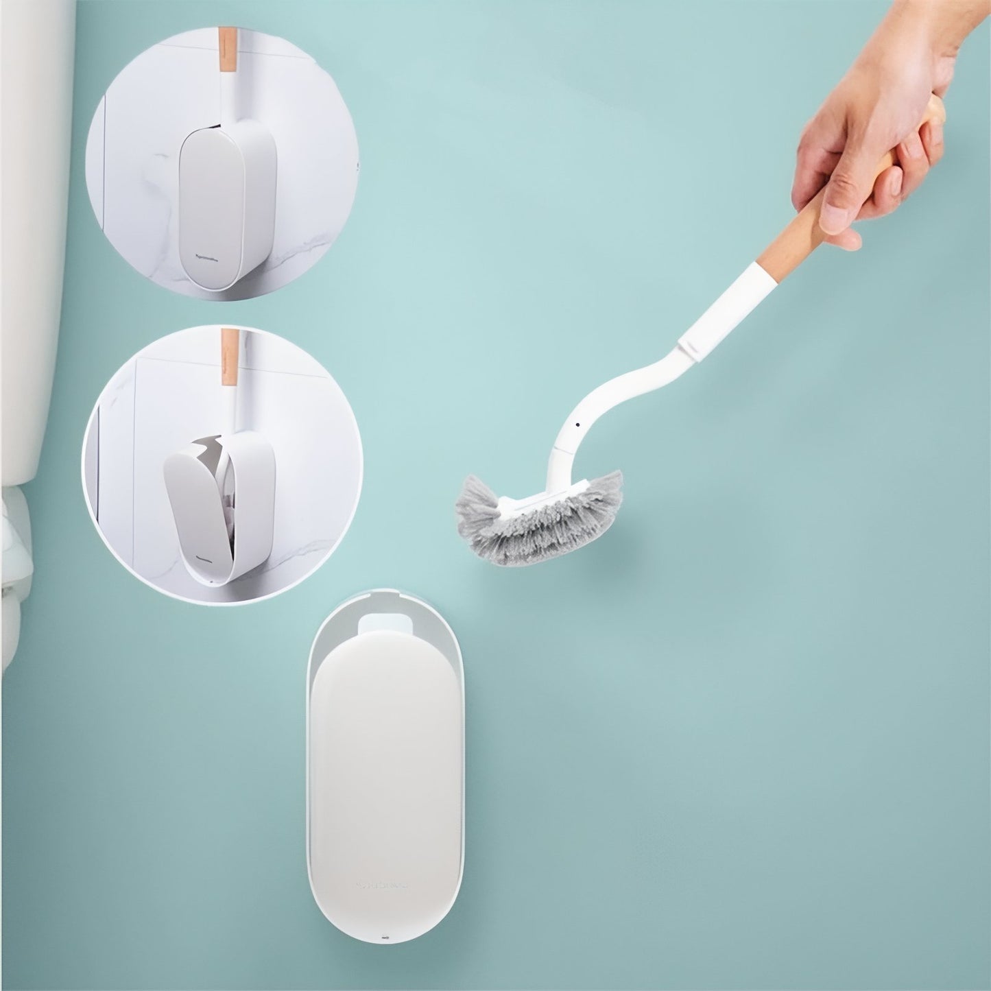 Brosse De Toilette Murale Avec Manche En Bois Design Moderne