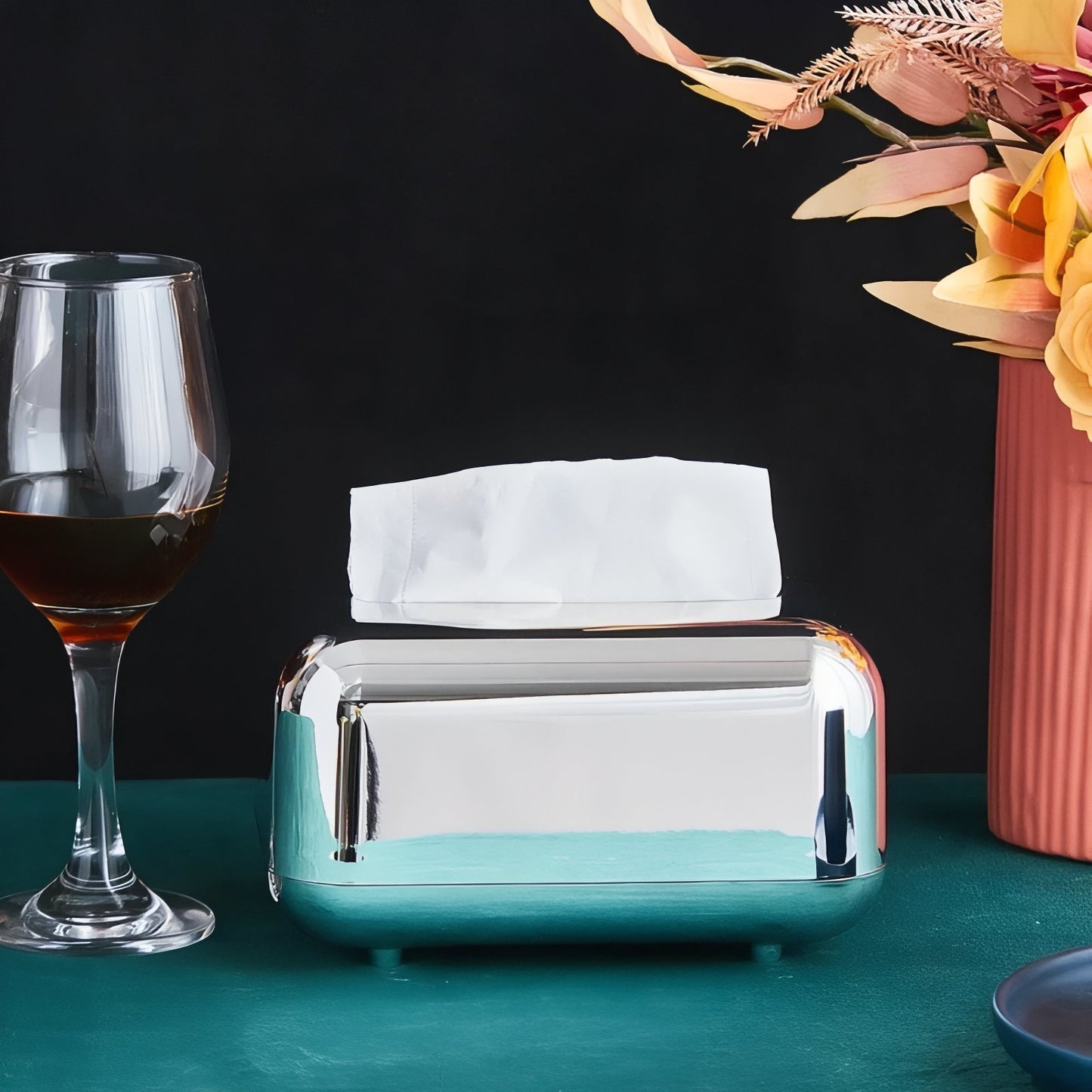 Boîte À Mouchoirs Design Luxe Doré En Métal Brillant