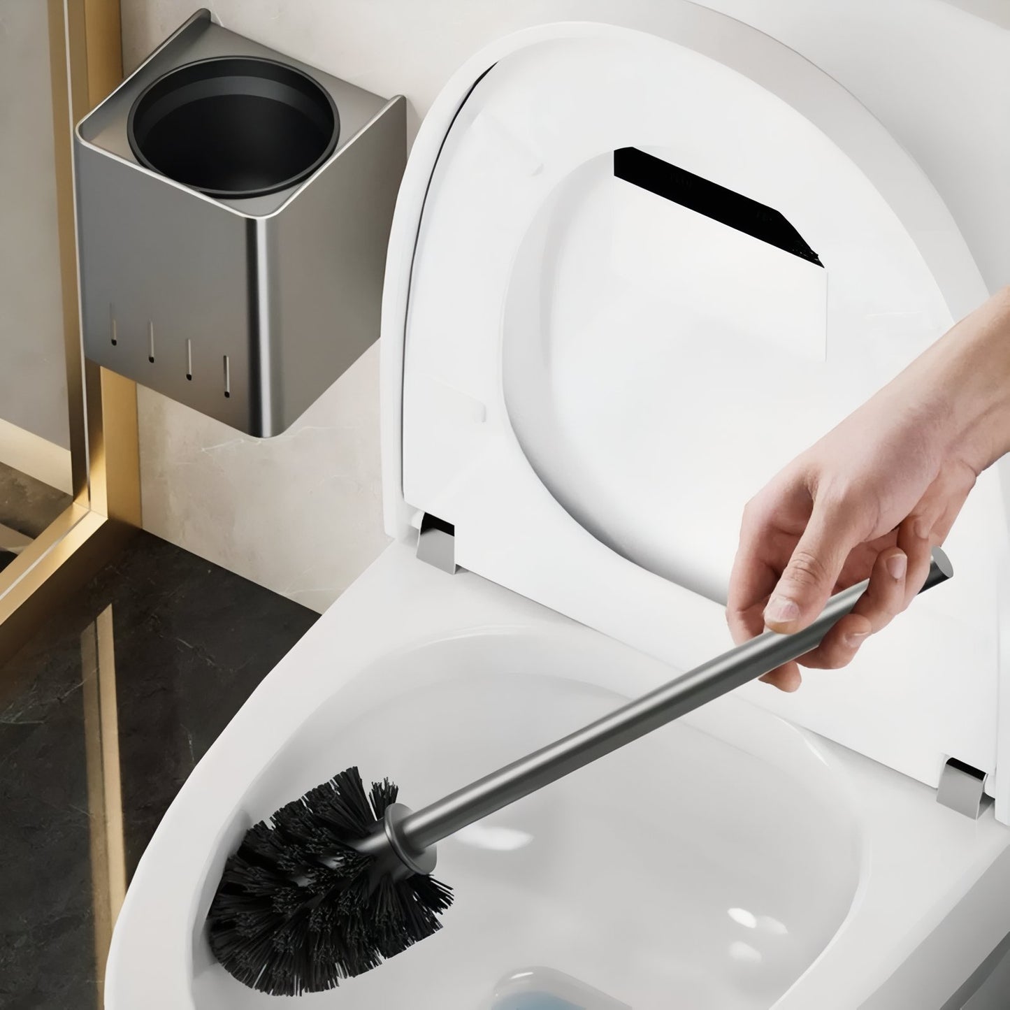 Brosse De Toilette Murale En Acier Inoxydable Avec Aération