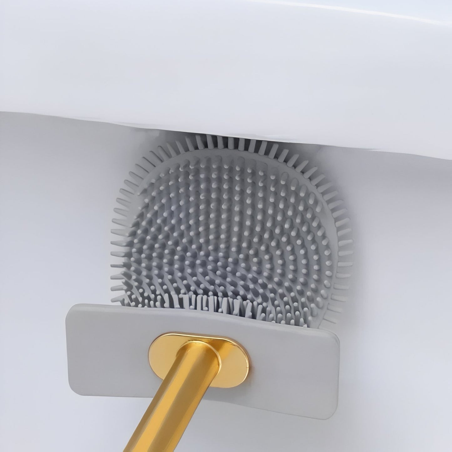 Brosse De Toilette Murale Élégante Avec Manche Doré En Plastique
