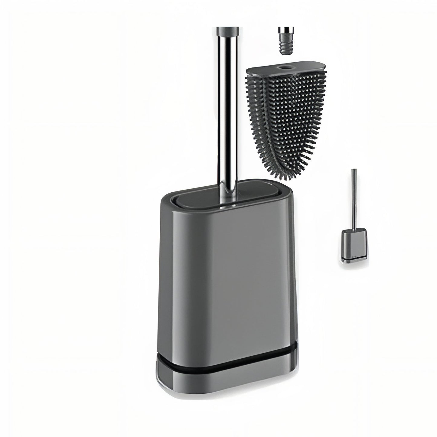 Brosse De Toilette Grise En Silicone Avec Support Minimaliste