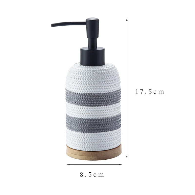 Kit Accessoires Salle De Bain Style Scandinave Avec Motifs Tissés En Résine
