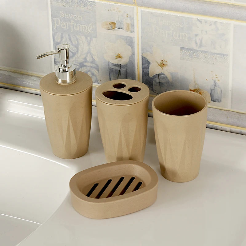 Kit Accessoires De Salle De Bain En Résine Écologique Design Minimaliste