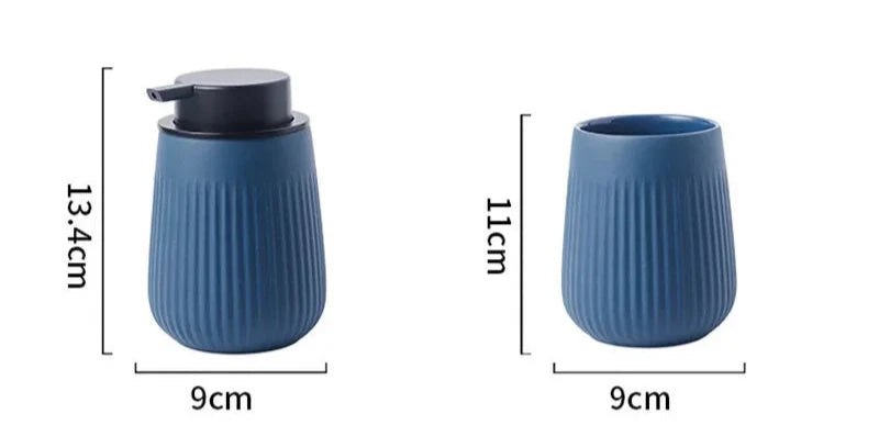 Kit Accessoires Salle De Bain Bleus En Céramique Minimaliste