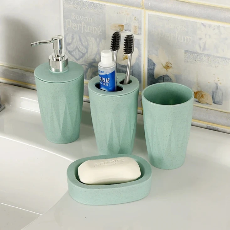 Kit Accessoires De Salle De Bain En Résine Écologique Design Minimaliste