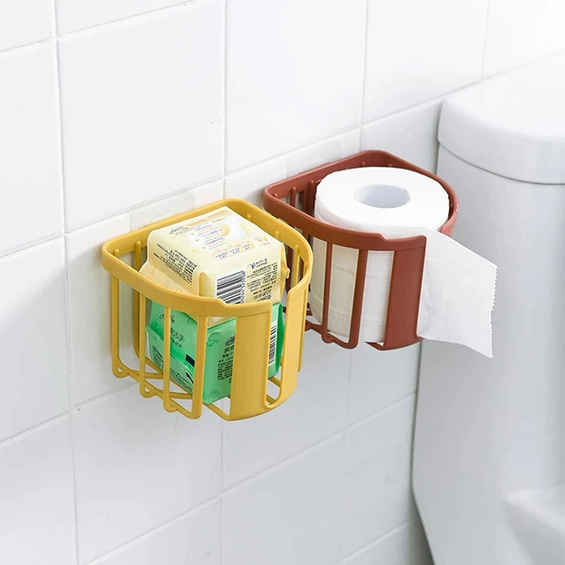 Porte Papier Toilette Panier Mural Coloré En Plastique Adhésif