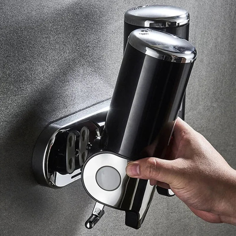 Distributeur De Savon Mural Transparent Avec Finition Dorée