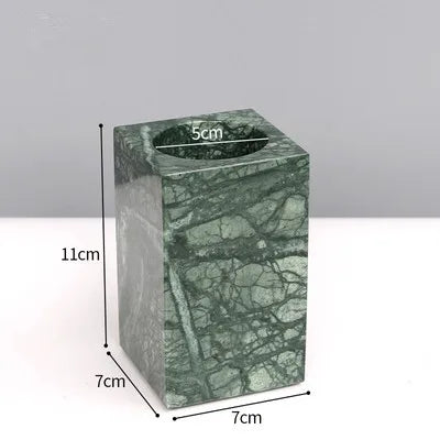 Kit Accessoires Salle de Bain en Marbre Vert
