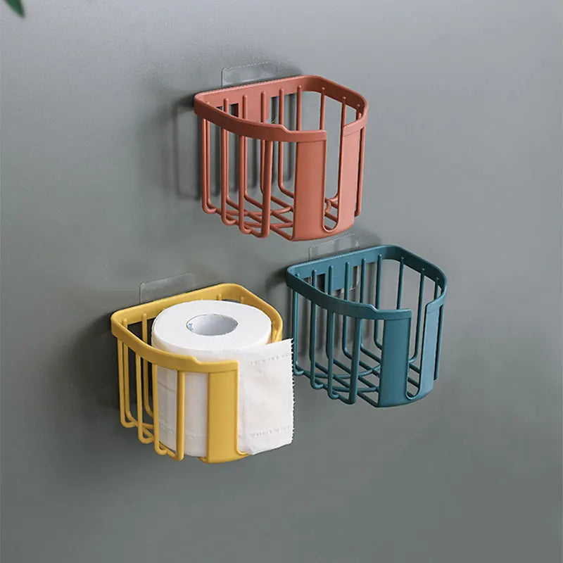 Porte Papier Toilette Panier Mural Coloré En Plastique Adhésif