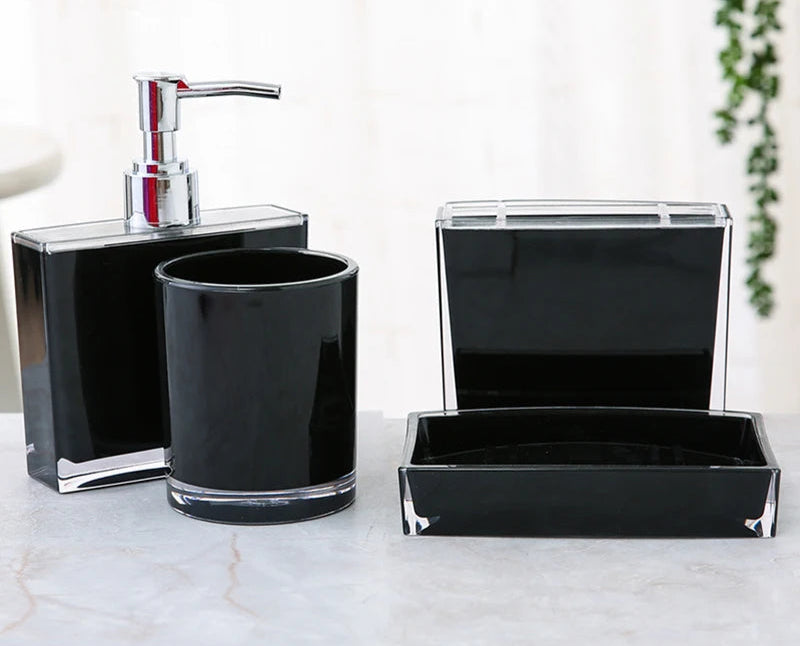 Kit Accessoires Salle de Bain Transparent et Coloré en Plastique